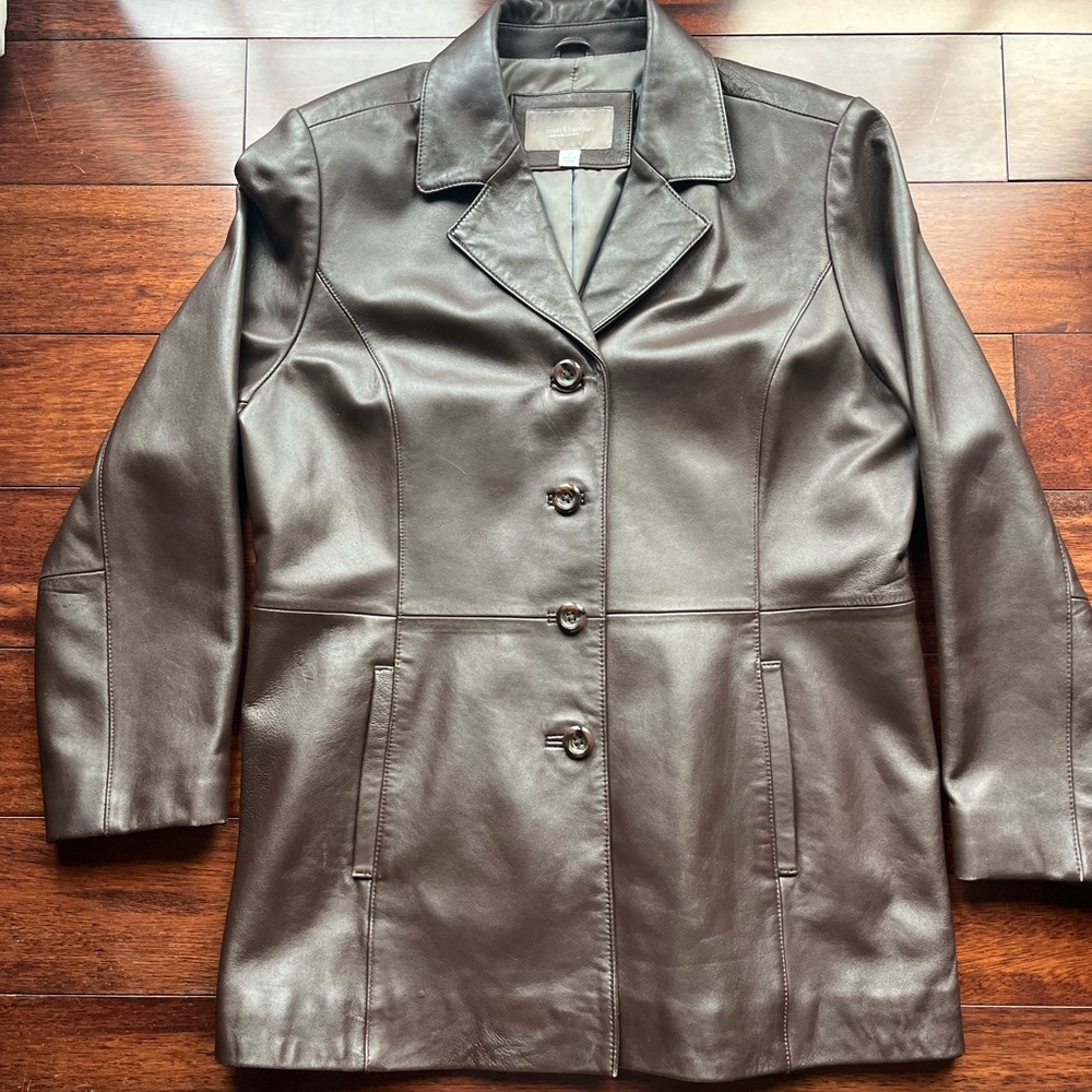 Buttery Soft Brown Leather jacket blazer Croftt & Barrow light Fall
